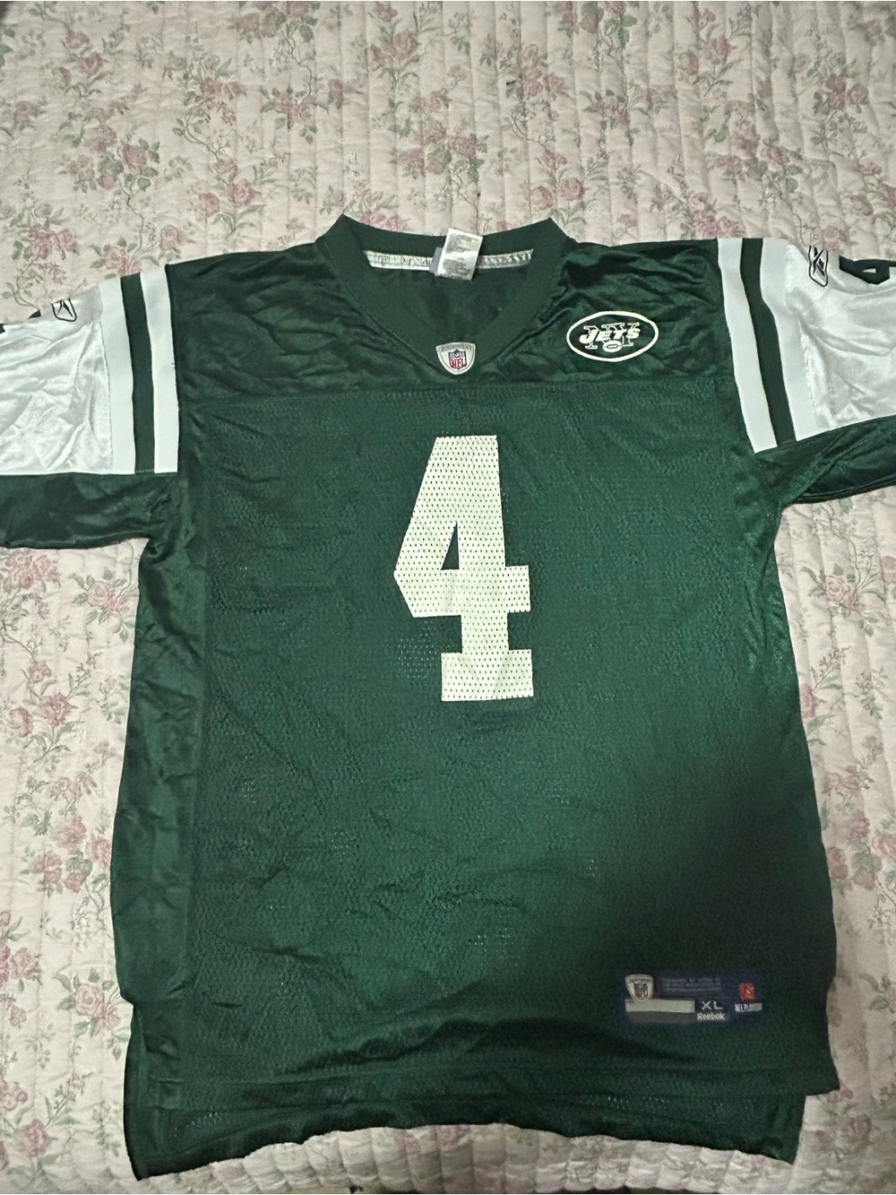 New York Jets Youth Jersey Brett Favre #4 Reebok NFL Players Football Sz YouthXL
